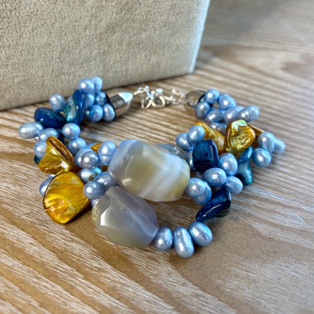 Jay King DRT Freshwater Pearl + Agate + Shell Bracelet